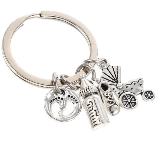 4Stk Silber Babywagen Charm Schlüsselanhänger Muttertagsgeschenk