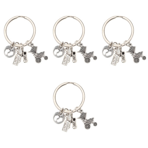 4Stk Silber Babywagen Charm Schlüsselanhänger Muttertagsgeschenk 2