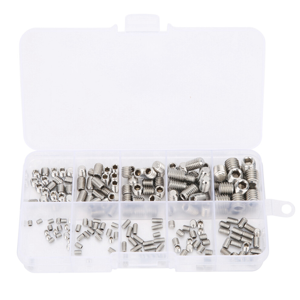 200Pcs Hex Grub Screws Assortment M3-M8 Stainless Steel 304 Set 4681359765114
