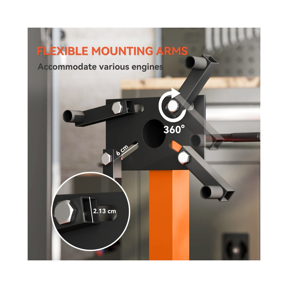 Engine Stand 570kg Heavy Duty Steel Rotating with 360 Adjustable Head and 4 Mounting Arms for Garage Workshop Orange-image-OPC-PMVGV2S-NEW