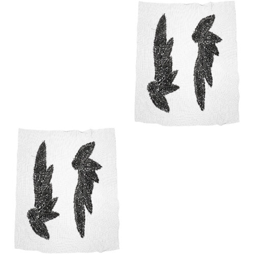 2 Pares De Aplicações Forma De Asa Com Miçangas E Tubo 2