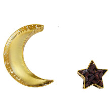 Vassoi festivi a forma di luna e stella, vassoi in metallo per Eid Mubarak, ideali per feste musulmane e decorazioni per il Ramadan.