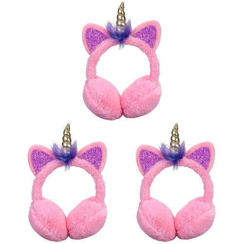 3Pcs Protetores De Unicórnio Pelúcia Rosa 1