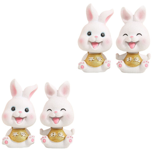 4 Unidades Rabbit Abanando A Cabeça Brinquedos Bobblehead 2