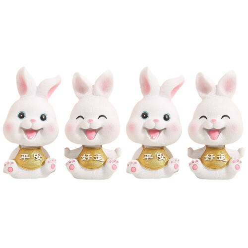 4 Unidades Rabbit Abanando A Cabeça Brinquedos Bobblehead 1