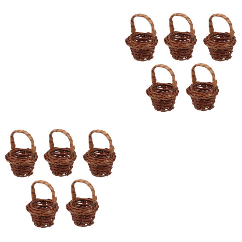 10 Unidades Cestas Mini Portáteis Trançado 2