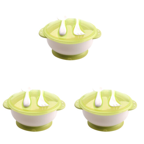 3Pcs Tigela De Sucção Para Bebê Com Talheres 1