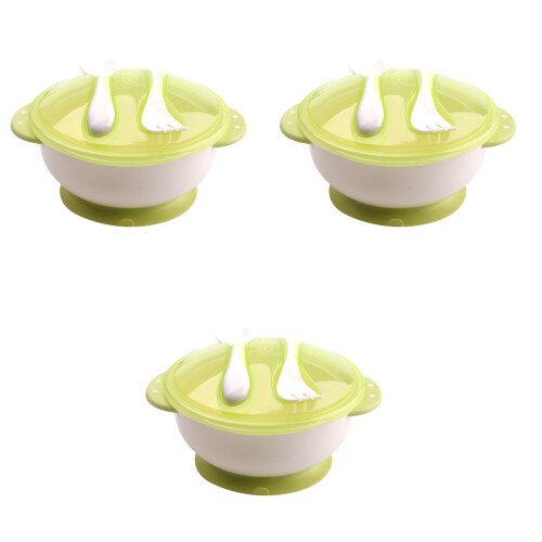 3Pcs Tigela De Sucção Para Bebê Com Talheres 2