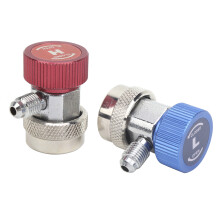 2 Stück Messing R134A A/C Hoch-/Niederdruck Schnellkupplungs-Set, Blau/Rot