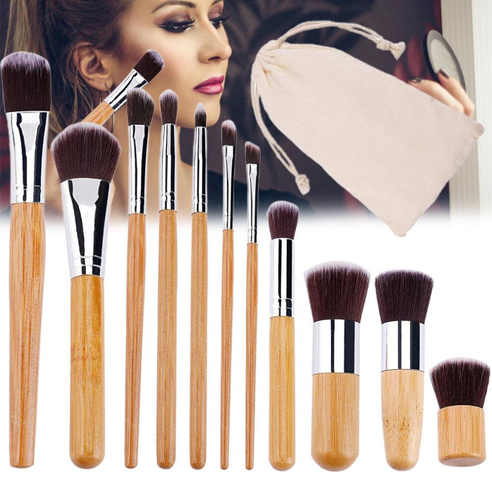 Natural Bamboo Makeup Brush Set | Soft Powder & Cream Cosmetics Kit