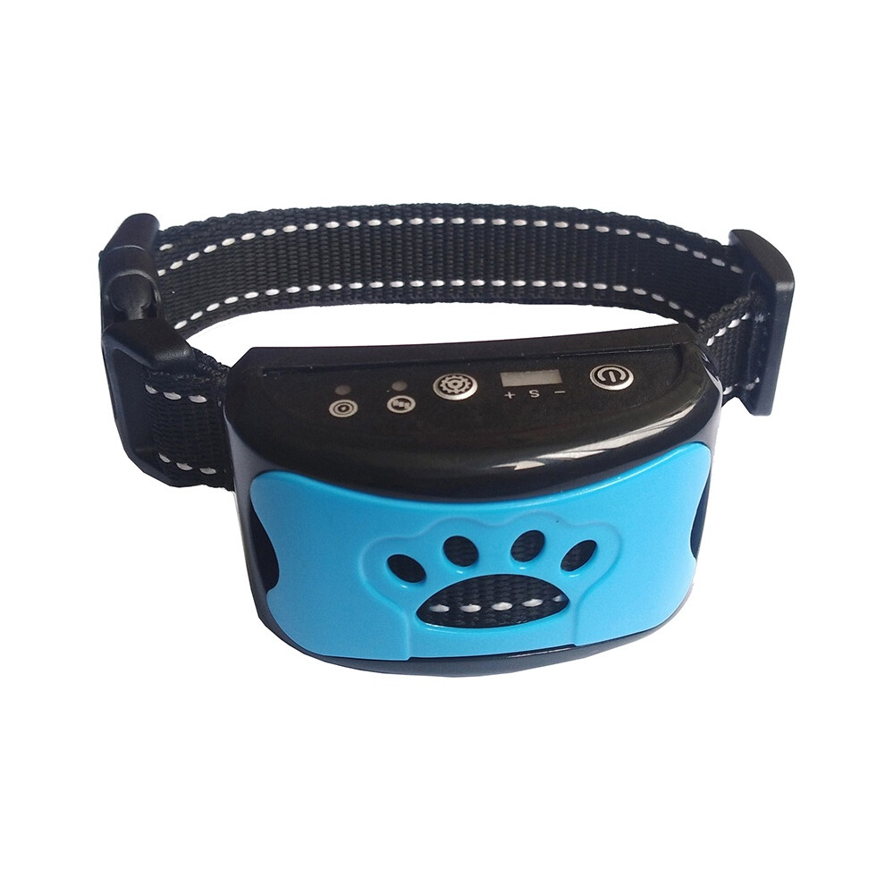 Blue (Blue) Bark Dog Anti Training Collar Sound Vibrate Automatic Barking Rechargeable Stop