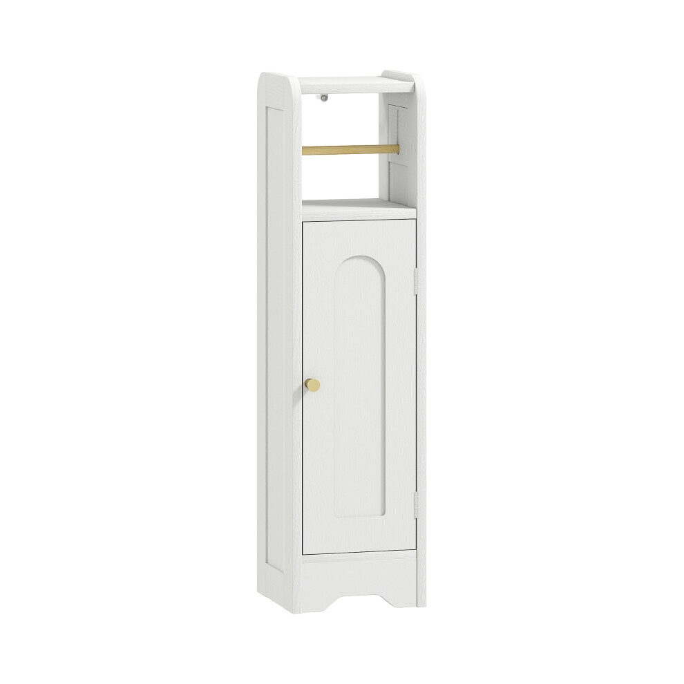 Small Bathroom Storage Cabinet in White with Toilet Roll Holder Space Saving Wall Mount Bathroom Organizer Compact Design-image-OPC-PMVHK9C-NEW