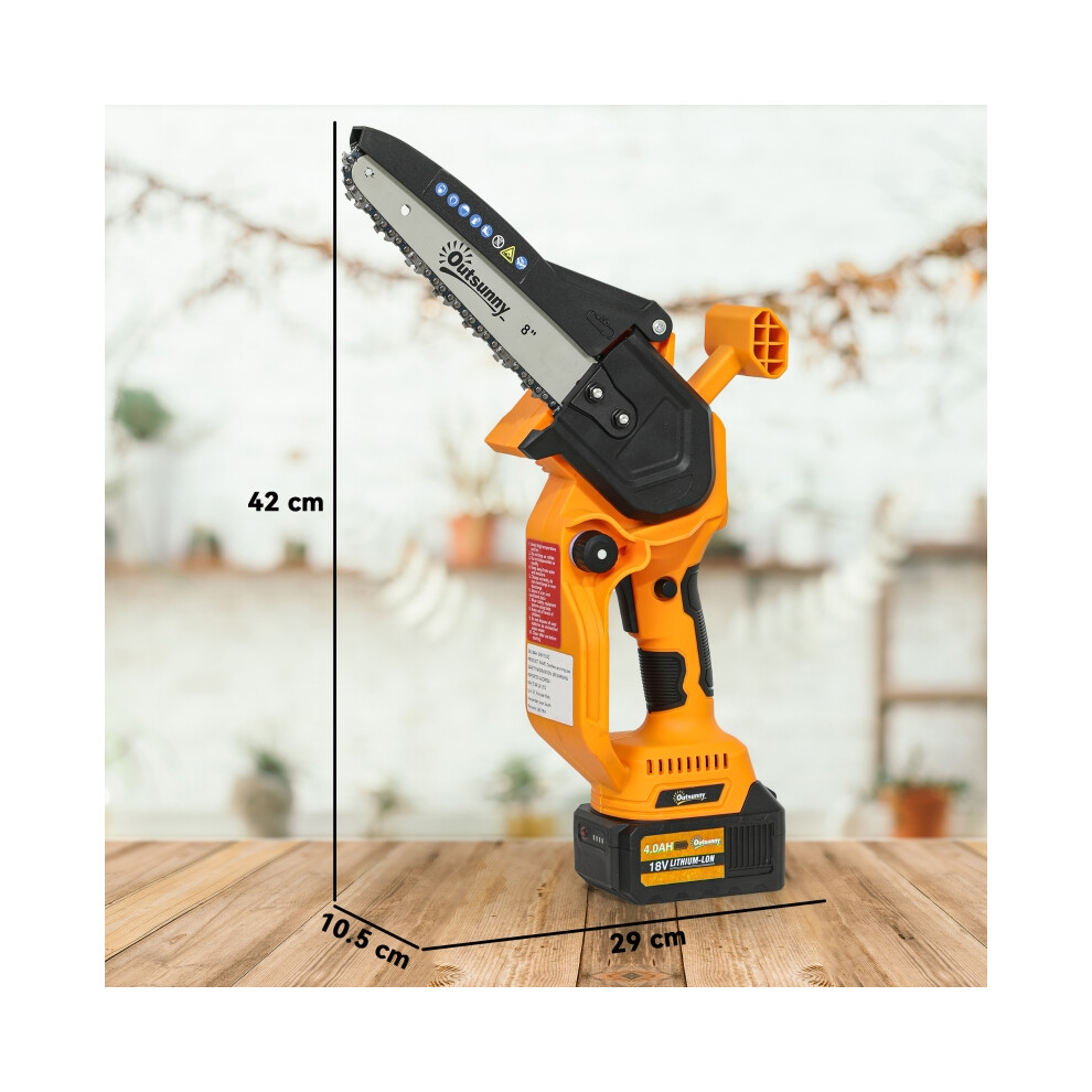 8 Inch Cordless Mini Chainsaw with 2 x 4000mAh Batteries Brushless Motor Safety Lock Great for Tree and Wood Cutting Orange-image-OPC-PMVHK9G-NEW