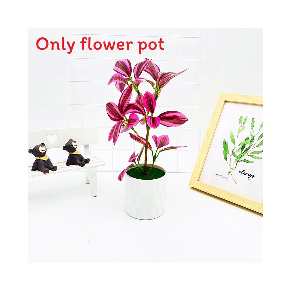 (Red) Multi Color Simulated Leaves Potted Artificial Fake Plant Decoration Ornament-image-OPC-PMVHNWB-NEW