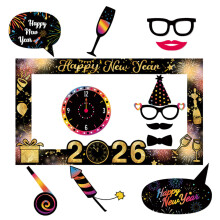 1 Set Fotokneipe : Neujahr Fotoaccessoire Mit Bilderrahmen Und Brille