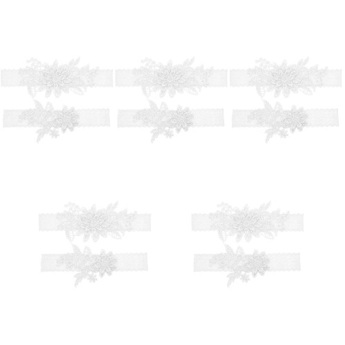 5Sets Weiße Strumpfhalter Spitze Hochzeitsgürtel 2