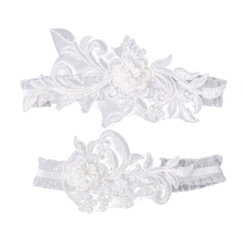 2Stk Weißes Strumpfband Elastisch Gürtel Für Hochzeit