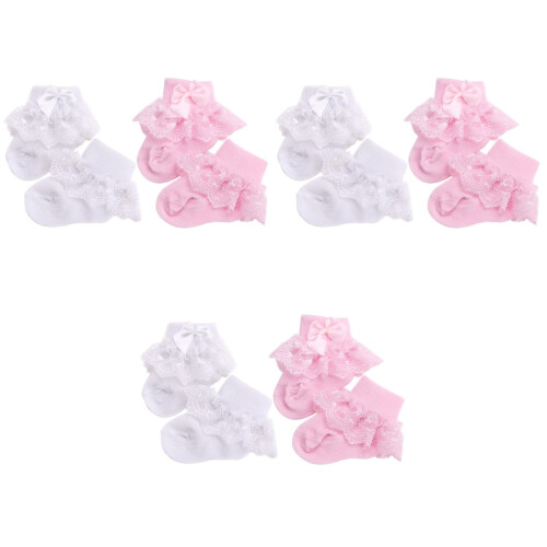6Paren Baby Roze Wit Warm Ademend Met Strikdesign 2