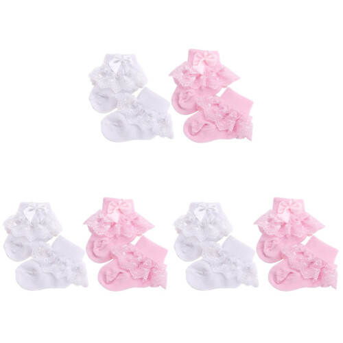 6Paren Baby Roze Wit Warm Ademend Met Strikdesign 1