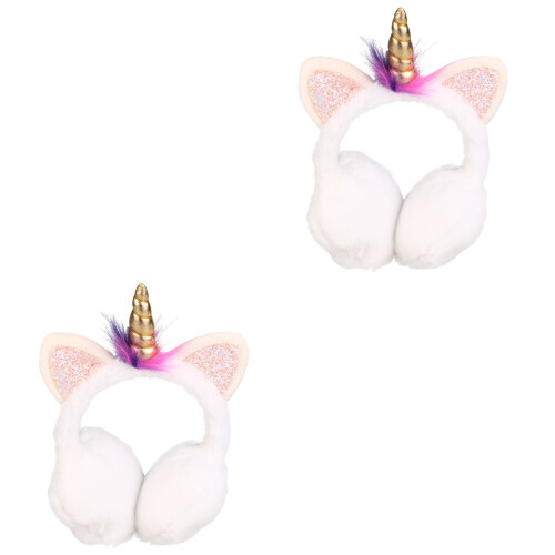 2St Winter Oorkappen Wit Unicorn Stijl Optimale Warmte 2