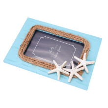 3Stk Dekorativer Holz-Fotorahmen Sky-Blue Mediterraner Fotohalter
