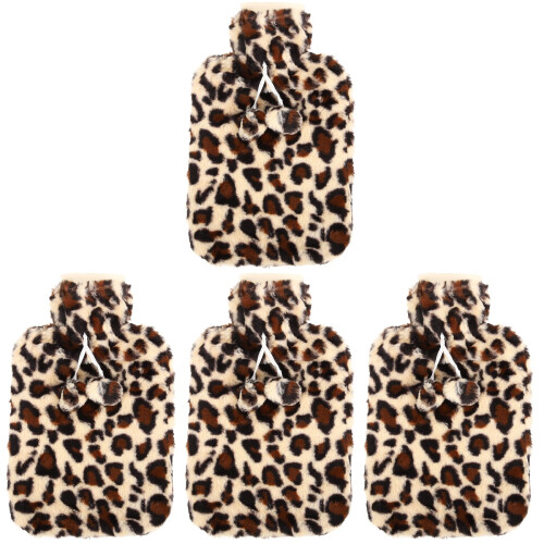 4Stück Heizflasche Mit Plüschbezug Warmwasserflasche 1