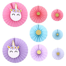 24 Stk. Einhorn Papierfächer Partydekorationen