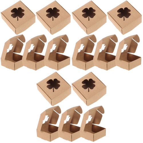 60 Geschenkboxen Vierblättriges Kleeblatt Kraftpapier 2