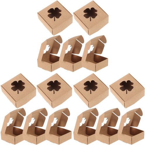 60 Geschenkboxen Vierblättriges Kleeblatt Kraftpapier 1