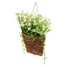 4Stück Künstlicher Hängender Blumenkorb Weiß Für Außen Wanddekoration