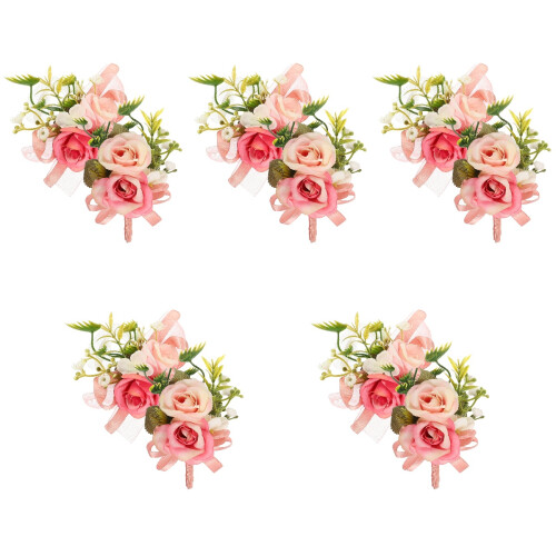 5 Sets Blumen Brosche Armband Corsage Armbänder 2