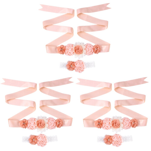 6Stk Handgemachte Rosa Gürtel Mit Perlen 1