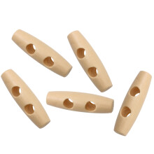 300Stk Holzknöpfe Horn Toggle 2 Löcher Khaki Für Nähprojekte