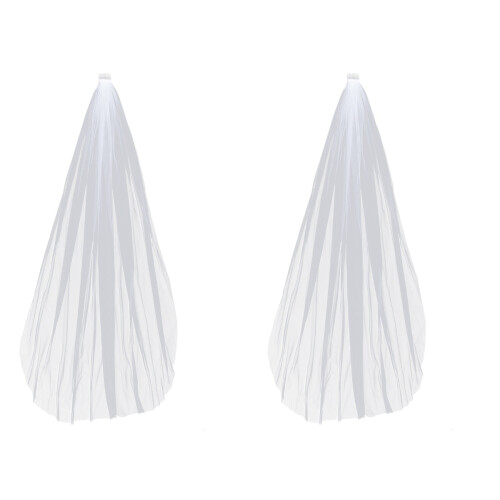 2Pcs Simple Elegant Wedding Veil With Comb Pure White 0.8 M 2
