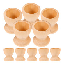 20Pcs Kitchen Wooden Egg Holders Khaki Natural Egg Tray for Breakfast