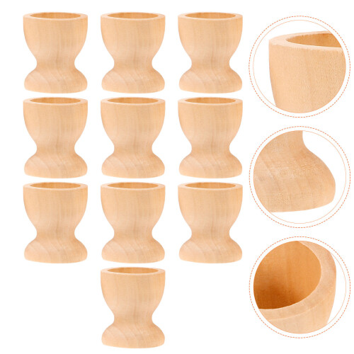 20Pcs Kitchen Wooden Egg Holders Khaki Natural Egg Tray for Breakfast 1