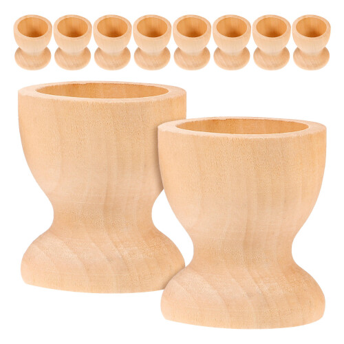 20Pcs Kitchen Wooden Egg Holders Khaki Natural Egg Tray for Breakfast 2
