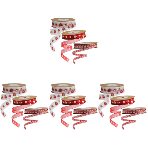 12 Rolls Valentine's Day Heart Pattern Ribbon For Wrapping 1
