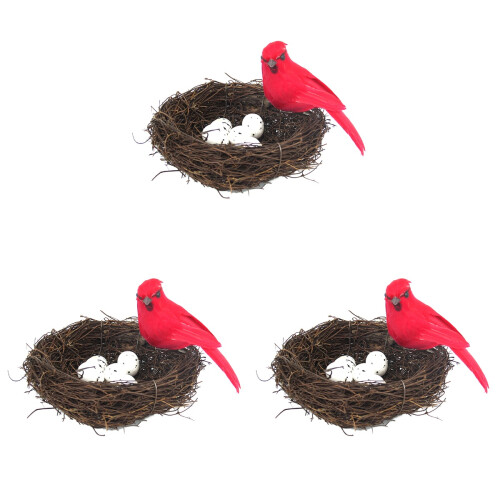 3Pcs Creative Bedroom Layout Prop Bird Nest Egg Sparrow Ornament 1