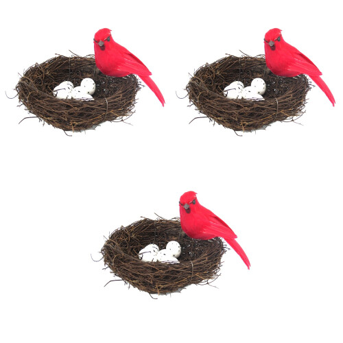 3Pcs Creative Bedroom Layout Prop Bird Nest Egg Sparrow Ornament 2
