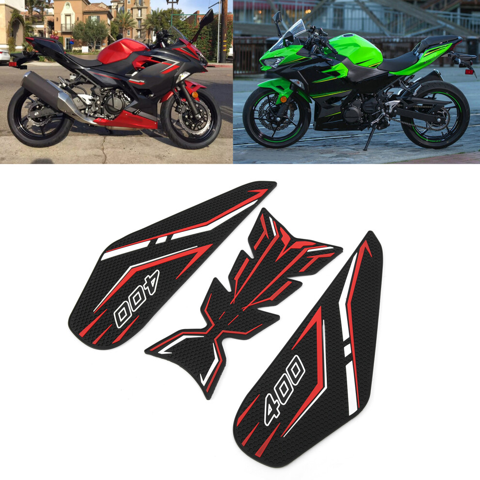 3Pcs Rubber Fuel Tank Stickers For Kawasaki Z400 Ninja 400, Anti Slip Red 5011359778002