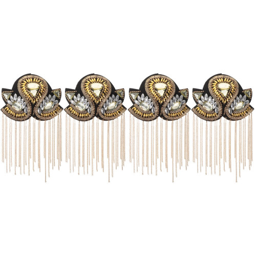 2 Pares De Epauletas Douradas Metal Com Borla E 1