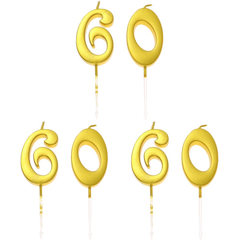 6 Unidades Velas Aniversário Número 6+0 Para 1