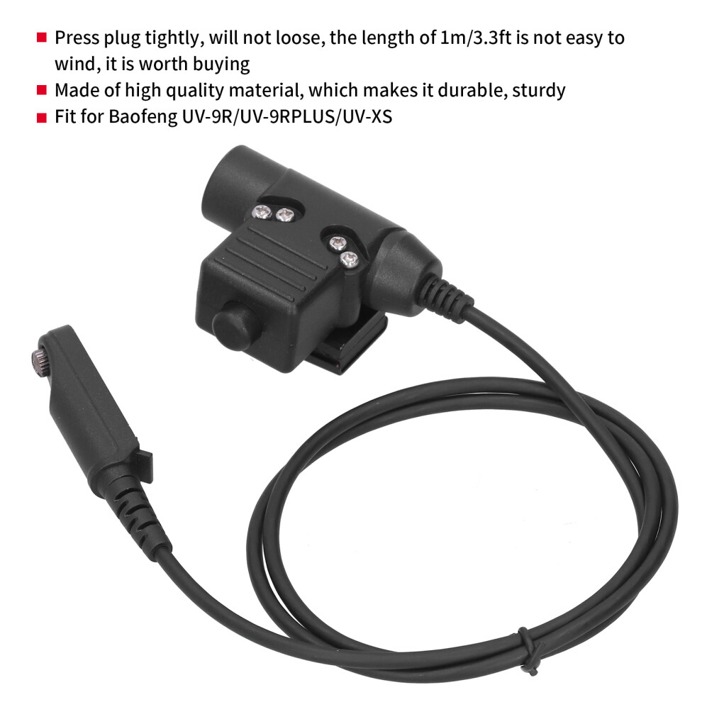 U94 Ptt Cable Adapter For 3.3Ft Uvâ9R/Uvâ9Rplus/UvâXs Walkie Talkie 5021359780196