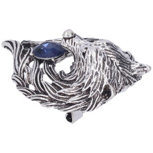 Retro Lion Head Brooch Pin for Men's Suit 4.5x3cm Silver