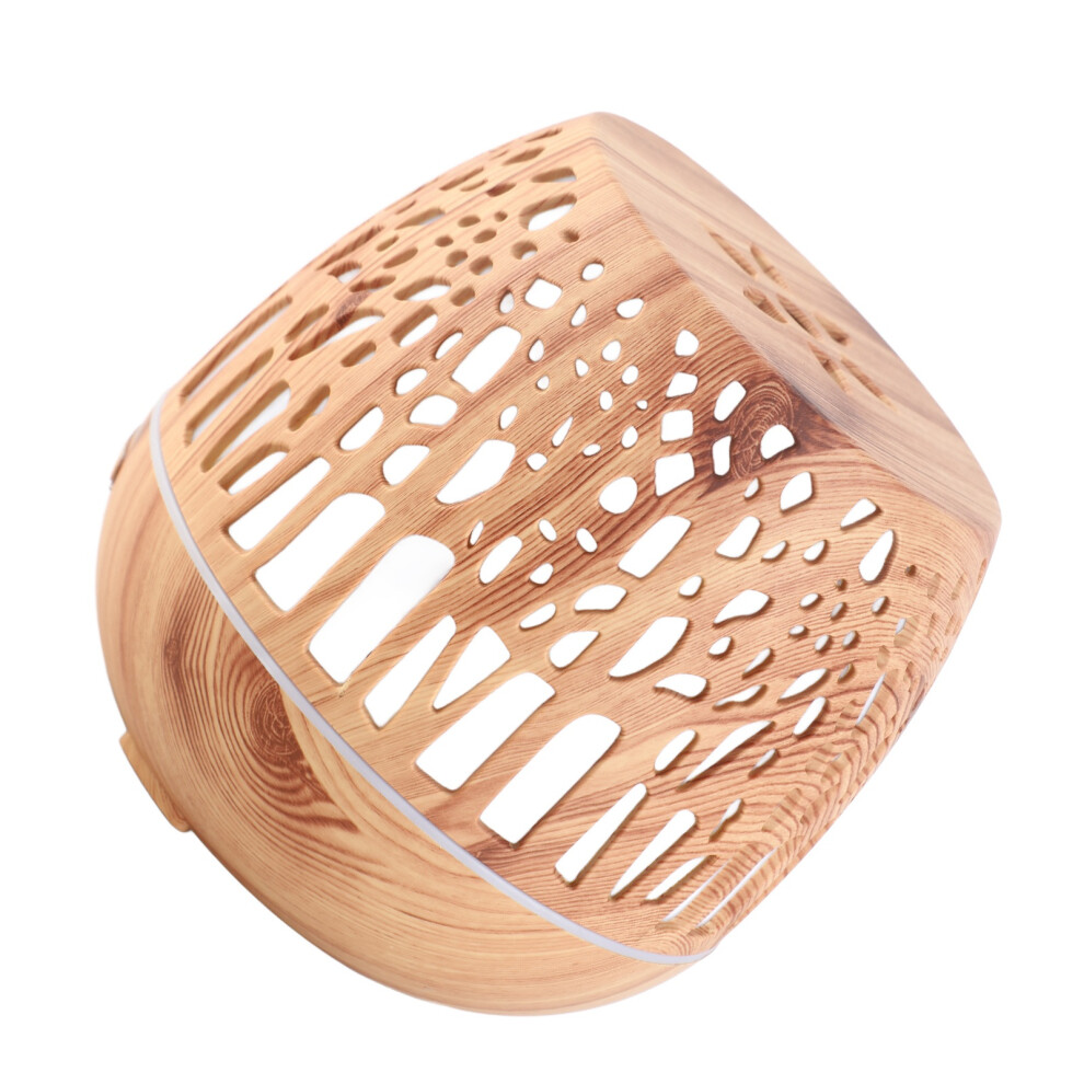 400ml Wood Grain Aromatherapy Diffuser Humidifier with Hollow Design-image-OPC-PMVKN77-NEW