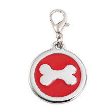 10 Zinklegering Huisdierentag Rond Hangend Puppy Accessoire Rood