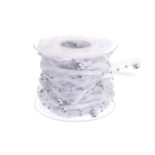 3 Perlenband Schleife Für Blumenstrauß Diy Bastelbedarf Silber