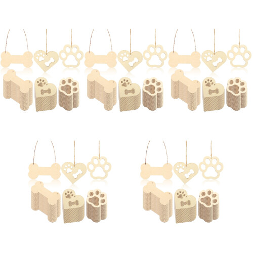 5 Sets Holzspäne Knochenklaue Herzform Mit Seil 2