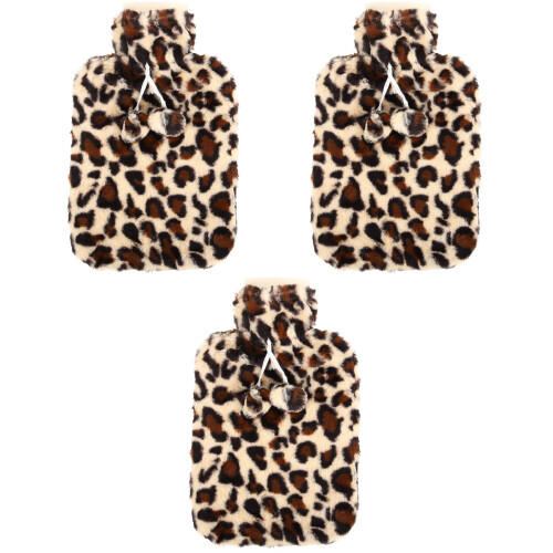 3Stück Heizflasche Mit Plüschbezug Warmwasserflasche 2